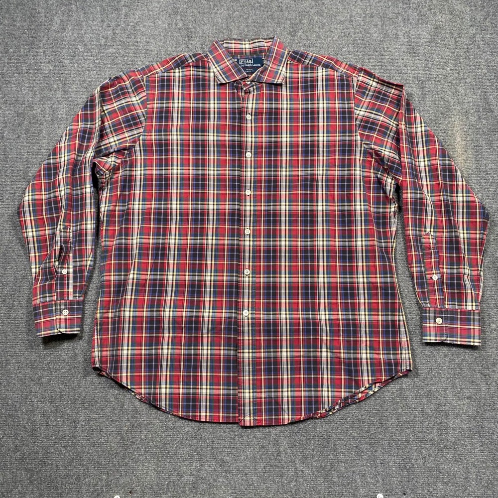 Polo Ralph Lauren Regent Classic Fit Plaid Long Sleeve Button Up‎ Shirt Men XL